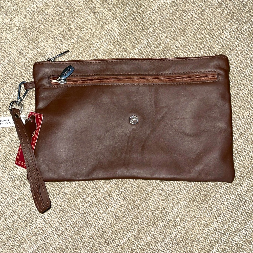 Valentina In Pell Genuine Brown Leather Wristlet